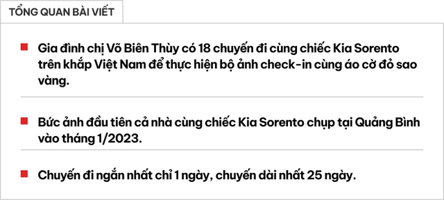 Gia đình lái Kia Sorento 18 chuyến để xuyên Việt check in 63 tỉnh thành với áo cờ đỏ sao vàng: 'Chuyến ngắn nhất chỉ 1 ngày, dài nhất 25 ngày'- Ảnh 1.