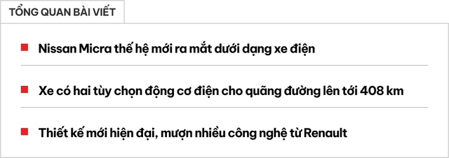 Nissan Micra từng bán ở Việt Nam có diện mạo mới lột xác: Dáng vẫn nhỏ xinh như MINI, chạy điện gần 410km/sạc- Ảnh 1. Nissan Micra từng bán ở Việt Nam có diện mạo mới lột xác: Dáng vẫn nhỏ xinh như MINI, chạy điện gần 410km/sạc- Ảnh 1.