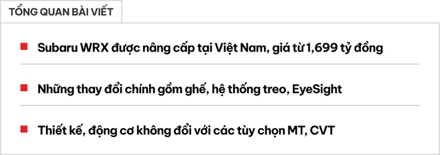 Subaru WRX 2025 đã về Việt Nam: Giá từ 1,699 tỷ đồng chỉ bằng hơn nửa Civic Type R, thêm nhiều đồ chơi cho dân mê tốc độ- Ảnh 1. Subaru WRX 2025 đã về Việt Nam: Giá từ 1,699 tỷ đồng chỉ bằng hơn nửa Civic Type R, thêm nhiều đồ chơi cho dân mê tốc độ- Ảnh 1.