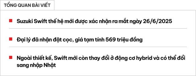 Suzuki Swift chốt ra mắt Việt Nam tháng này: Giá tạm tính 569 triệu đồng, thêm hybrid, đổi nhập Nhật có đủ làm khó Mazda2?- Ảnh 1. Suzuki Swift chốt ra mắt Việt Nam tháng này: Giá tạm tính 569 triệu đồng, thêm hybrid, đổi nhập Nhật có đủ làm khó Mazda2?- Ảnh 1.