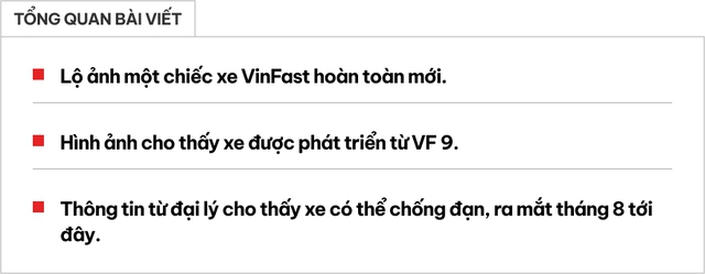 Lộ ảnh xe VinFast mới: Nhiều chi tiết giống VF 9, có thể chống đạn, đại lý báo ra mắt tháng 8 tới- Ảnh 1. Lộ ảnh xe VinFast mới: Nhiều chi tiết giống VF 9, có thể chống đạn, đại lý báo ra mắt tháng 8 tới- Ảnh 1.