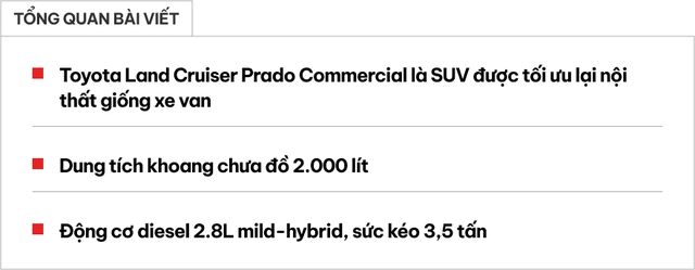 Toyota Land Cruiser Prado thêm bản mới hợp dân công trình, người mê độ: Chỉ 2 chỗ, cốp siêu lớn, động cơ hybrid nhẹ- Ảnh 1. Toyota Land Cruiser Prado thêm bản mới hợp dân công trình, người mê độ: Chỉ 2 chỗ, cốp siêu lớn, động cơ hybrid nhẹ- Ảnh 1.