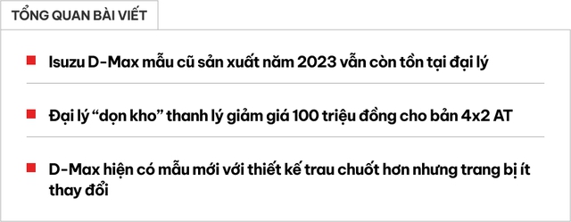 Isuzu D-Max dọn kho giảm 100 triệu đồng tại đại lý: Bản AT còn hơn 580 triệu, giá rẻ cho 'dân cày' không quan trọng mẫu mã- Ảnh 1. Isuzu D-Max dọn kho giảm 100 triệu đồng tại đại lý: Bản AT còn hơn 580 triệu, giá rẻ cho 'dân cày' không quan trọng mẫu mã- Ảnh 1.
