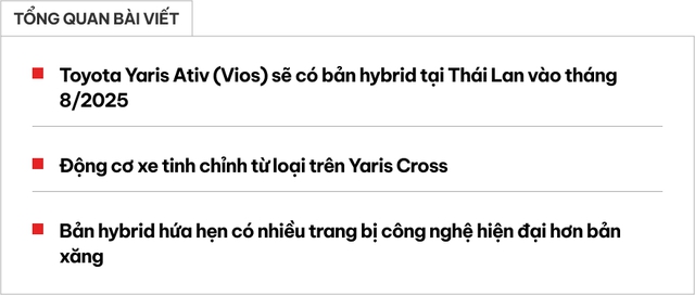 Toyota Vios hybrid ra mắt tháng 8: Động cơ tinh chỉnh từ Yaris Cross, tiêu thụ từ 3,8 lít/100km, về Việt Nam sẽ gây khó City, Accent- Ảnh 1. Toyota Vios hybrid ra mắt tháng 8: Động cơ tinh chỉnh từ Yaris Cross, tiêu thụ từ 3,8 lít/100km, về Việt Nam sẽ gây khó City, Accent- Ảnh 1.