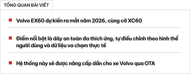 Volvo EX60 sắp ra mắt có đai an toàn độc lạ đầu tiên thế giới: Đo hình thể, cân nặng, dáng ngồi để tối ưu cho từng người- Ảnh 1. Volvo EX60 sắp ra mắt có đai an toàn độc lạ đầu tiên thế giới: Đo hình thể, cân nặng, dáng ngồi để tối ưu cho từng người- Ảnh 1.