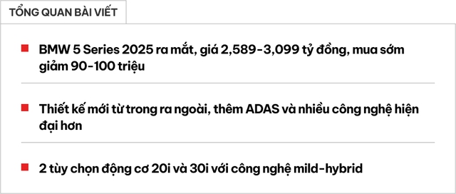 BMW 5 Series 2025 giá từ 2,589 tỷ đồng tại Việt Nam: Thiết kế mới lạ nhưng dễ tranh cãi, vừa ra mắt đã BMW 5 Series 2025 giá từ 2,589 tỷ đồng tại Việt Nam: Thiết kế mới lạ nhưng dễ tranh cãi, vừa ra mắt đã