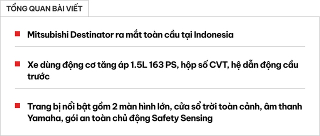 Mitsubishi Destinator ra mắt: Máy xăng 1.5L tăng áp mạnh 161 mã lực, có ADAS, sẽ hot khi về Việt Nam- Ảnh 1. Mitsubishi Destinator ra mắt: Máy xăng 1.5L tăng áp mạnh 161 mã lực, có ADAS, sẽ hot khi về Việt Nam- Ảnh 1.