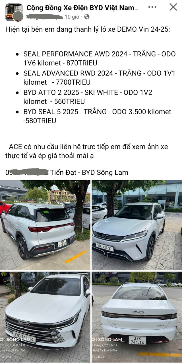 Đại l&yacute; BYD 'xả kho' xe l&aacute;i thử: Lăn b&aacute;nh chưa tới 4.000 km giảm hơn 100 triệu, sedan thể thao Seal c&ograve;n 770 triệu nhưng kh&aacute;ch chịu 'lỗ' 2 năm - Ảnh 1.