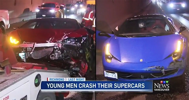 Cặp đôi siêu xe Lamborghini Huracan và Ferrari 458 Italia gặp tai nạn trong đường hầm - Ảnh 1.