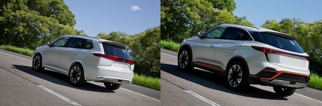 
Sự tương đồng giữa ảnh của Mitsubishi Outlander (trái) và xe WM.
