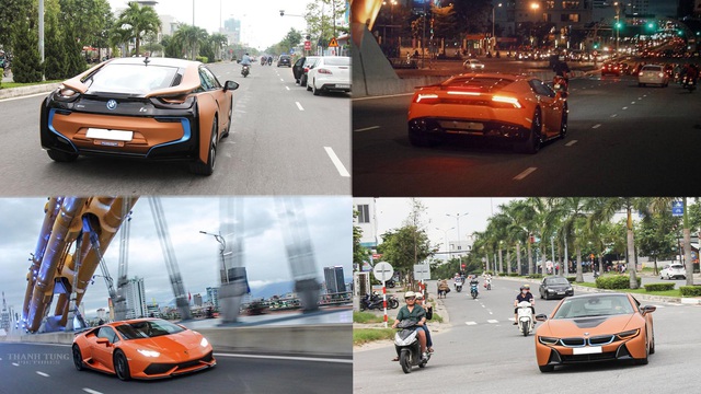 Đã mắt với cặp đôi BMW i8 và Lamborghini Huracan màu cam tại Đà Nẵng