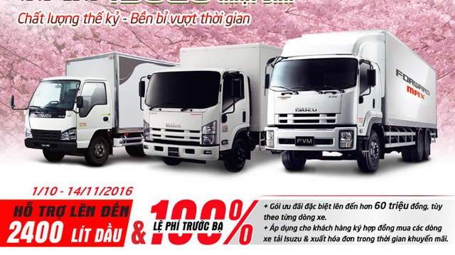 Ưu đãi đến 60 triệu khi mua xe tải Isuzu