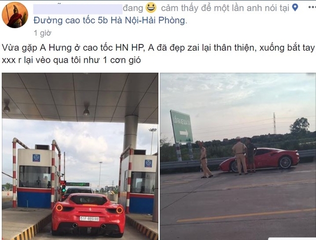 Ferrari 488 GTB biển đẹp của Tuấn Hưng bị cảnh sát giao thông tuýt còi trên đường cao tốc Hà Nội – Hải Phòng - Ảnh 1.