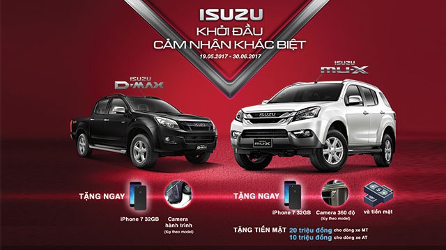 ISUZU khuyến mãi đặc biệt khi mua mu-X và D-MAX trong tháng 5,6