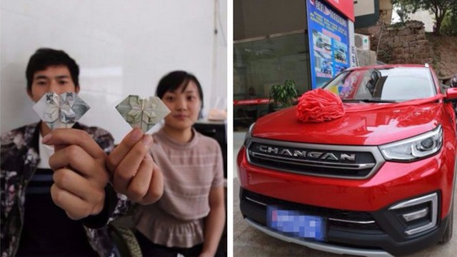 Sau 6 năm chăm chỉ gấp tiền giấy thành hình trái tim, "chồng nhà người ta" mua được ô tô cho vợ