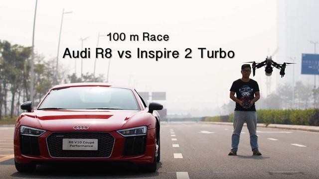Đua drag với flycam, Audi R8 thua "đứt đuôi"