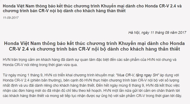 Honda chính thức công bố CR-V hết khuyến mại: Người mua được xe vui vẻ, kẻ chậm chân nghĩ bị lừa - Ảnh 1.