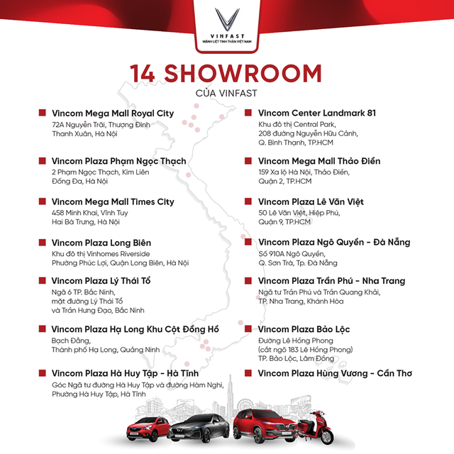 VinFast công bố 14 showroom tại 9 tỉnh, thành lớn: Đặt trong trung tâm thương mại và rộng tới 300 m2 - Ảnh 1.