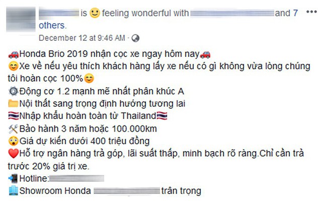 Honda Việt Nam phủ nhận mức giá tạm tính 400 triệu đồng cho xe Brio tại đại lý - Ảnh 1.