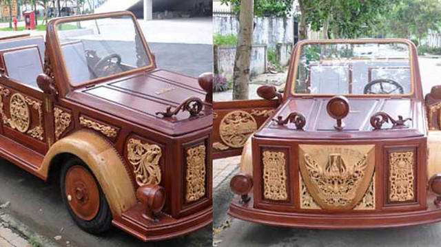 Ô tô bằng gỗ với động cơ BMW tự chế của thợ Việt vẫn bền bỉ theo năm tháng