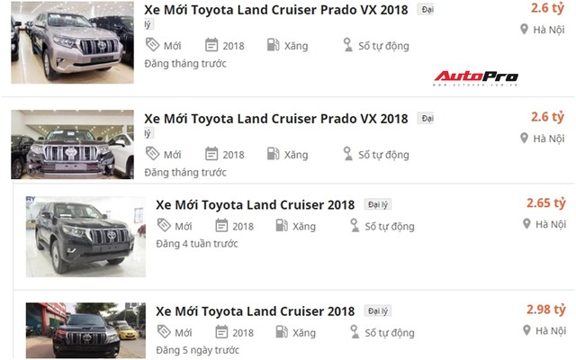 Cận Tết, Toyota Land Cruiser Prado 2018 chênh giá hơn nửa tỷ đồng - Ảnh 1.