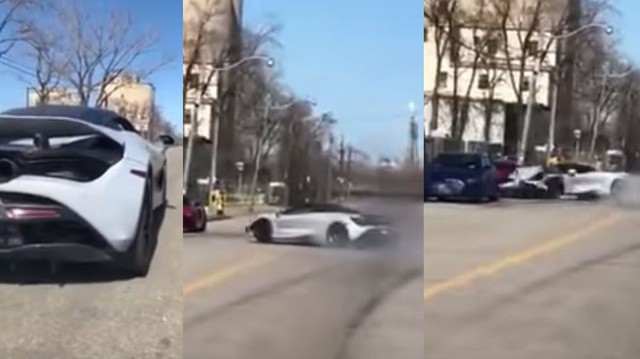 Tai nạn hy hữu: McLaren 720S mất lái, đâm Audi R8 đang đỗ trên đường