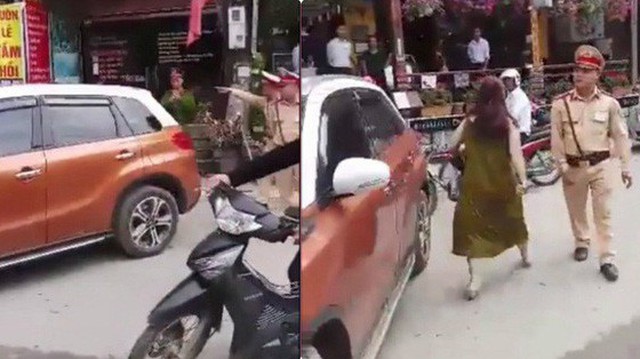 Thách thức CSGT, người phụ nữ đỗ xe chắn ngang đường không cho ai đi
