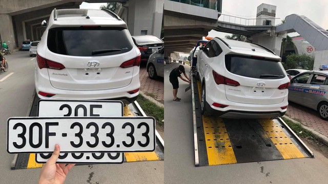 Bộ đôi Hyundai Santa Fe cùng mang biển ngũ quý tại Hà Nội, một chiếc chưa kịp sử dụng đã được rao 2,5 tỷ đồng