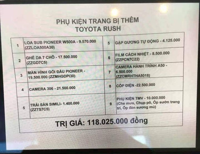 Có hay không chuyện Toyota Rush kèm phụ kiện hơn trăm triệu đồng mới giao xe? - Ảnh 1.