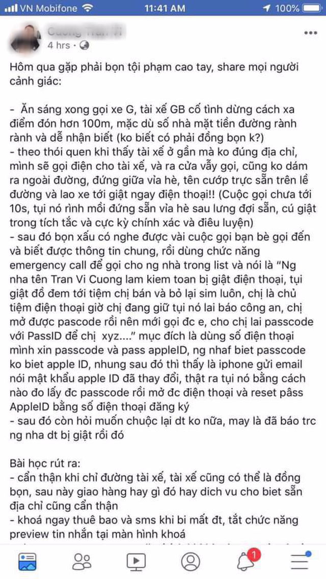Khách hàng bị giật điện thoại ngay sau khi book xe, nghi bị dàn cảnh: Grab vào cuộc xác minh - Ảnh 4. Khách hàng bị giật điện thoại ngay sau khi book xe, nghi bị dàn cảnh: Grab vào cuộc xác minh - Ảnh 4.