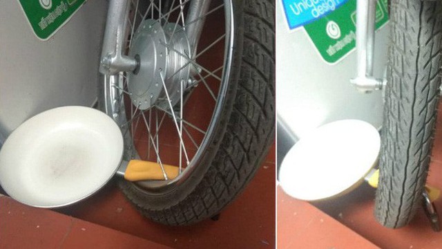 Dưới bánh xe máy, chiếc chảo với công dụng đặc biệt không ai ngờ khiến tất cả bật cười
