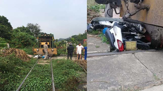 Xe máy chở 3 người bị tàu hỏa tông trúng, cháu bé 3 tuổi rơi xuống gầm thoát chết thần kỳ