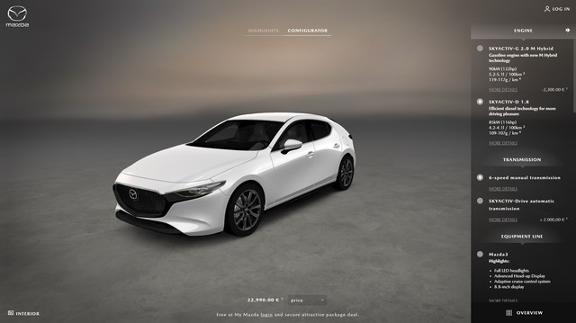 Mazda bắt đầu cho phép khách hàng tự cấu hình, đặt xe Mazda3 2019