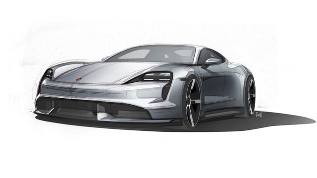 Porsche Taycan lộ diện dáng vẻ sexy qua ảnh phác thảo mới