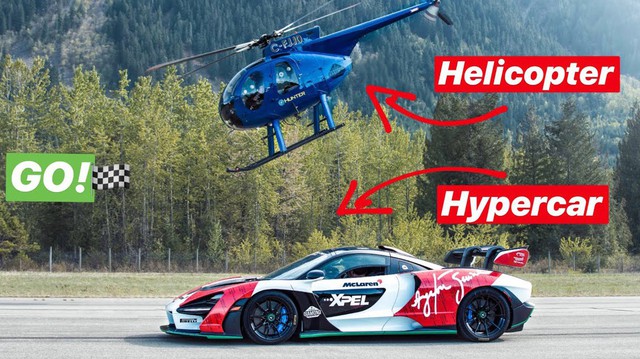 Siêu xe McLaren Senna thử sức với trực thăng và cái kết khó đoán