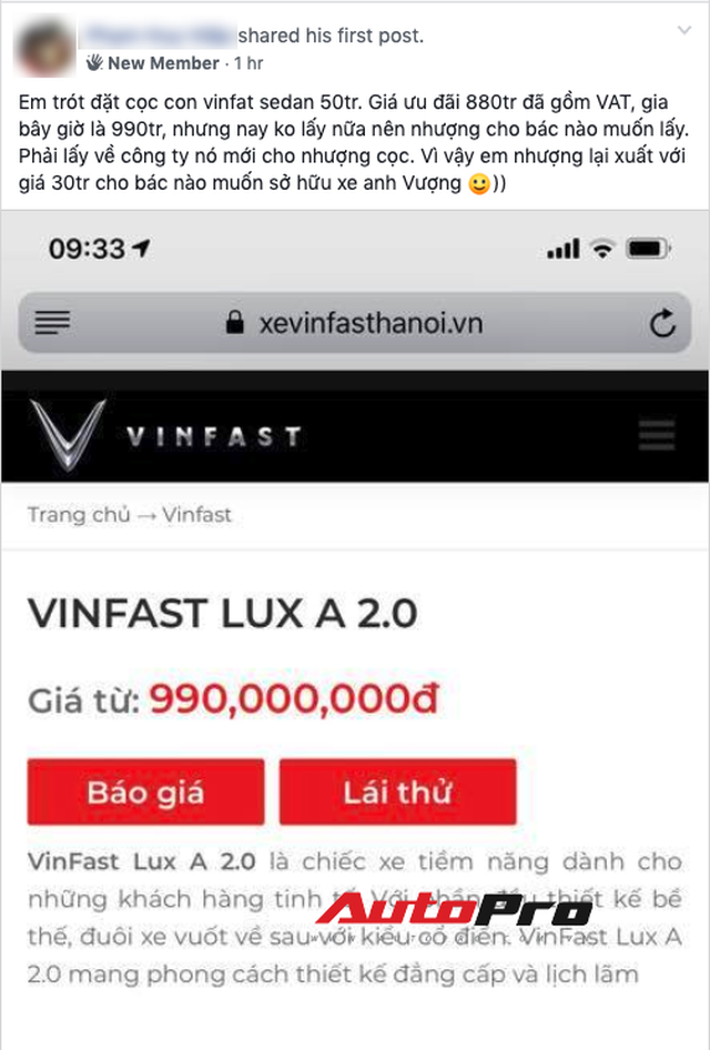 Vừa nhận xe, chủ nhân VinFast Lux A2.0 đã rao bán lại giá 860 triệu đồng - Ảnh 1.