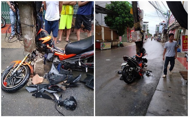 Nam thanh niên đâm xe vào cột điện mọc giữa đường, những bức ảnh ghi tại hiện trường gây tranh cãi - Ảnh 1. Nam thanh niên đâm xe vào cột điện mọc giữa đường, những bức ảnh ghi tại hiện trường gây tranh cãi - Ảnh 1.