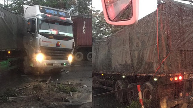 Xe đầu kéo "vắt ngang" dải phân cách trong tư thế khó hiểu gây xôn xao trong sáng đầu tuần