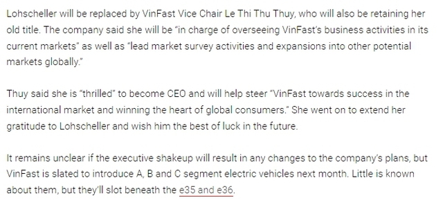 Báo quốc tế nói gì khi ông Michael Lohscheller rời ghế nóng VinFast chỉ sau 5 tháng: Quá nhanh, nhưng khó làm đứt gãy bước tiến của hãng xe Việt - Ảnh 3.