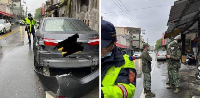 Xe tăng Đài Loan tông xe con trên phố: Khổ chủ nhìn hiện trường chỉ biết bất lực - Ảnh 1.