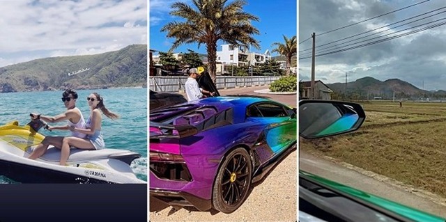 Goalkeeper Bui Tien Dung drives a rainbow-colored Lamborghini Aventador SVJ to go to a wedding after parting with a BMW i8 in the 4th quarter sea 6666 - Photo 1.