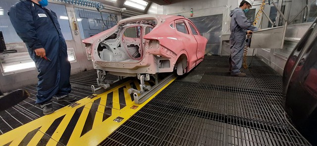 Sai sót của xưởng sơn tạo ra chiếc Ford Mustang Mach-E hồng phấn đầy khác biệt - Ảnh 1.