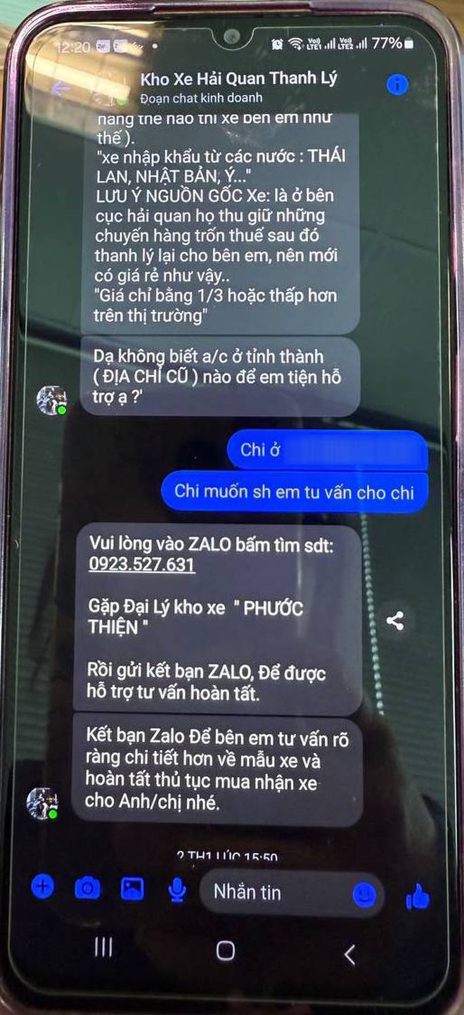 Nhấp v&agrave;o đường link "thanh l&yacute; xe của Cục Hải quan" mua SH Mode gi&aacute; 18 triệu, người phụ nữ H&agrave; Nội mất trắng hơn 100 triệu trong t&agrave;i khoản- Ảnh 3.