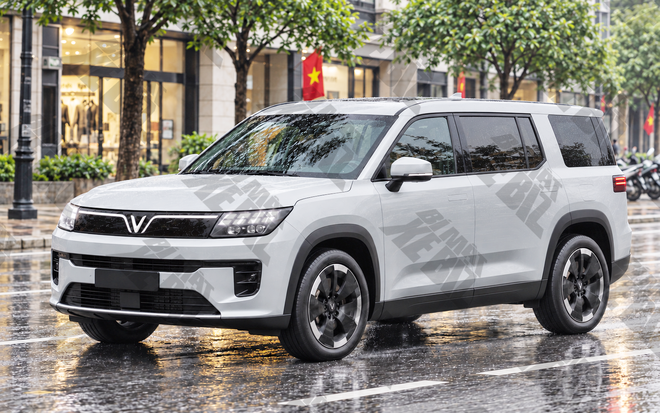 SUV mới của VinFast để lộ dải LED cách điệu bắt mắt cùng kích thước khủng ‘át’ cả VF 6, có thể là REEV như VF Wild - Ảnh 3.