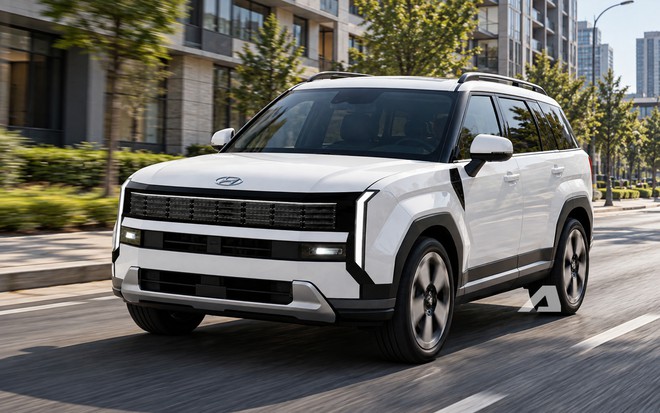 Hyundai Santa Fe 2027 để lộ th&ecirc;m nhiều chi tiết mới: Đ&egrave;n hậu dọc như Range Rover, mặt trước cũng thay đổi r&otilde; n&eacute;t - Ảnh 3.