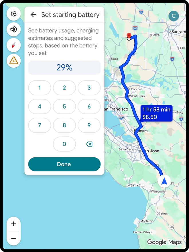 Google Maps th&ecirc;m t&iacute;nh năng nhiều chủ xe điện th&iacute;ch: Tự t&iacute;nh điểm sạc, dự đo&aacute;n pin, nhưng vẫn k&eacute;n xe- Ảnh 3.