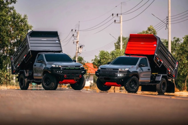Toyota Hilux 'lột x&aacute;c' th&agrave;nh xe ben m&agrave; kh&ocirc;ng cần cắt xẻ: Chở tới 5 tấn, c&oacute; cả cần cẩu tự bốc h&agrave;ng- Ảnh 5.