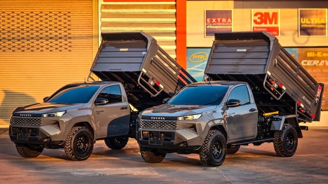 Toyota Hilux 'lột x&aacute;c' th&agrave;nh xe ben m&agrave; kh&ocirc;ng cần cắt xẻ: Chở tới 5 tấn, c&oacute; cả cần cẩu tự bốc h&agrave;ng- Ảnh 2.