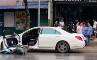 Camera vụ xe Wave tông gãy cửa Mercedes-Benz S400 ở Thái Nguyên