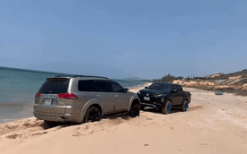 Lái Pajero Sport vào bãi biển rồi sa lầy, chủ xe chia sẻ: 'Bị quen rồi nên thoát cũng nhàn'